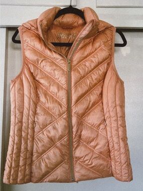 Michael Michael Kors Hooded Down Puffer Vest Jacket-Rose Water
